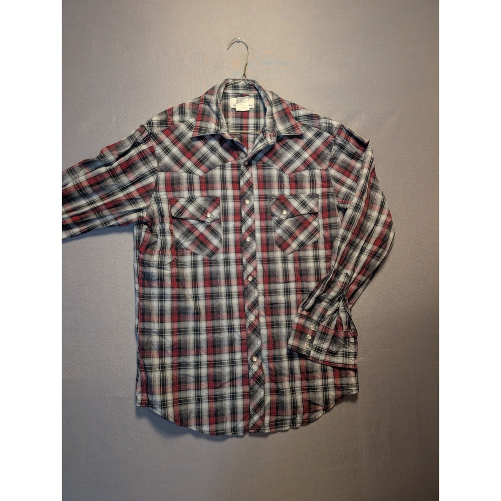 Wrangler Wrancher Western Shirt Mens Medium Multicolor Plaid Pearl Snap MTW1227